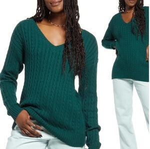 BP Cable Knit Green Cotton & Recycled Polyester Sweater L Large